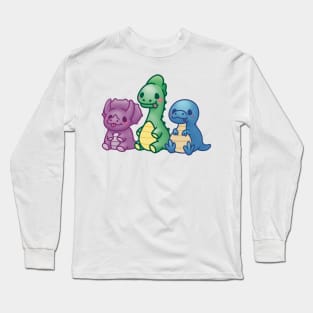 Dinosaur Collection blue purple green Long Sleeve T-Shirt